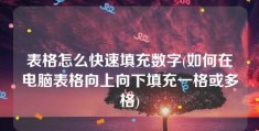 表格怎么快速填充数字(如何在电脑表格向上向下填充一格或多格)