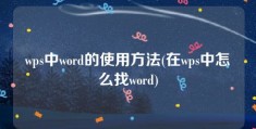 wps中word的使用方法(在wps中怎么找word)