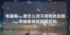 电脑版wps里怎么找不到特色应用(wps电脑版有夜间模式吗)