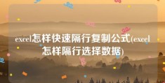 excel怎样快速隔行复制公式(excel怎样隔行选择数据)