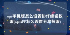 wps手机版怎么设置协作编辑权限(wpsAPP怎么设置分享权限)