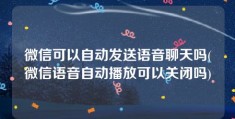 微信可以自动发送语音聊天吗(微信语音自动播放可以关闭吗)