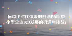 信息化时代带来的机遇挑战(中小型企业O2O发展的机遇与挑战)