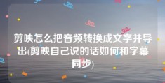 剪映怎么把音频转换成文字并导出(剪映自己说的话如何和字幕同步)