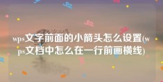 wps文字前面的小箭头怎么设置(wps文档中怎么在一行前画横线)