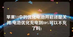 苹果13中的优化电池开启还是关闭(电池优化充电到80%可以不充了吗)