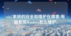 win7系统的安全和维护在哪里(电脑系统Windows怎么维护)