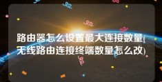 路由器怎么设置最大连接数量(无线路由连接终端数量怎么改)