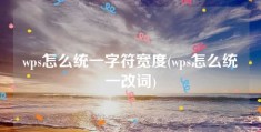 wps怎么统一字符宽度(wps怎么统一改词)