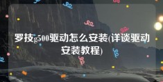 罗技g500驱动怎么安装(详谈驱动安装教程)