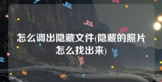 怎么调出隐藏文件(隐藏的照片怎么找出来)