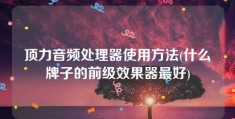 顶力音频处理器使用方法(什么牌子的前级效果器最好)