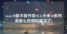 mate10能不能升级10.1(小米10系列有那么好用吗谁买了)