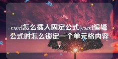 excel怎么插入固定公式(excel编辑公式时怎么锁定一个单元格内容)