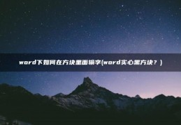 word实心黑方块？(word下如何在方块里面输字)