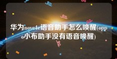 华为nove4e语音助手怎么唤醒(oppo小布助手没有语音唤醒)