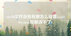 win10文件没有权限怎么设置(win10system权限改不了)