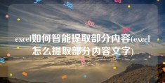 excel如何智能提取部分内容(excel怎么提取部分内容文字)