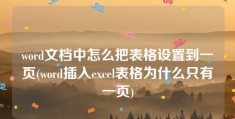 word文档中怎么把表格设置到一页(word插入excel表格为什么只有一页)