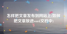 怎样把文章发布到网站上(如何把文章放进word文档中)