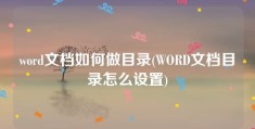 word文档如何做目录(WORD文档目录怎么设置)