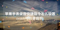 苹果手表录音快捷指令怎么设置(iwatch可以录音吗)