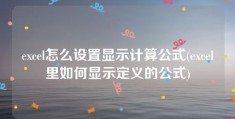 excel怎么设置显示计算公式(excel里如何显示定义的公式)