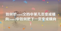 如何把word文档中某几页变成横向(word中如何把下一页变成横向)