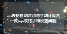 wps表格自动求和与手动计算不一致(wps表格求和设置问题)