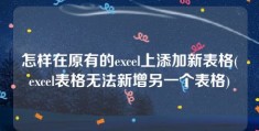 怎样在原有的excel上添加新表格(excel表格无法新增另一个表格)