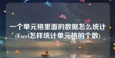 一个单元格里面的数据怎么统计(Excel怎样统计单元格的个数)