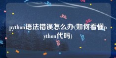 python语法错误怎么办(如何看懂python代码)