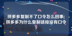 拼多多复制不了口令怎么回事(拼多多为什么复制链接没有口令)