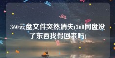 360云盘文件突然消失(360网盘没了东西找得回来吗)