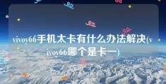 vivoy66手机太卡有什么办法解决(vivoy66哪个是卡一)