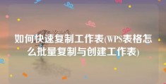 如何快速复制工作表(WPS表格怎么批量复制与创建工作表)