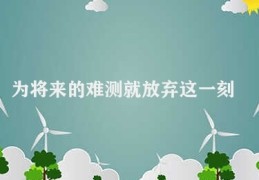 为将来的难测就放弃这一刻(勇敢挑战未来)