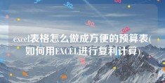 excel表格怎么做成方便的预算表(如何用EXCEL进行复利计算)