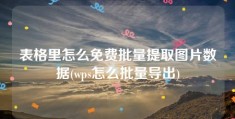 表格里怎么免费批量提取图片数据(wps怎么批量导出)