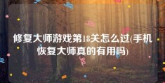 修复大师游戏第18关怎么过(手机恢复大师真的有用吗)