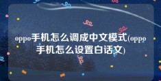 oppo手机怎么调成中文模式(oppo手机怎么设置白话文)