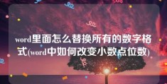 word里面怎么替换所有的数字格式(word中如何改变小数点位数)