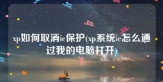 xp如何取消ie保护(xp系统ie怎么通过我的电脑打开)