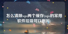 怎么清除wps两个缓存(wps的常用软件垃圾可以删吗)