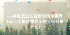 vivo手机怎么在设置查询本机号码(vivo手机查找显示的手机号是什么)