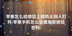 苹果怎么给微信上锁防止别人打开(苹果手机怎么设置加密微信密码)