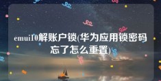 emui10解账户锁(华为应用锁密码忘了怎么重置)