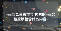 word怎么带着重号(优秀的word文档应该包含什么内容)