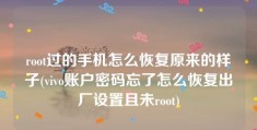 root过的手机怎么恢复原来的样子(vivo账户密码忘了怎么恢复出厂设置且未root)