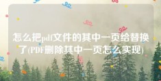 怎么把pdf文件的其中一页给替换了(PDF删除其中一页怎么实现)